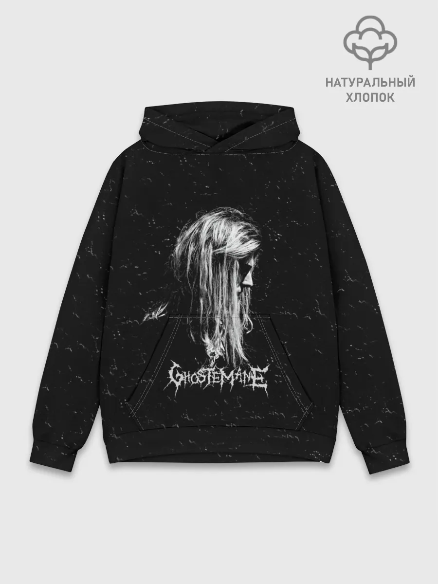 Худи мужской база хлопок / GHOSTEMANE Rap | Гостмейн ЧБ