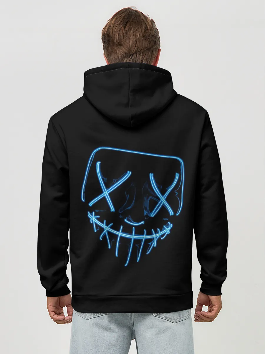 Худи мужской база хлопок / Неоновая маска Хэллоуина