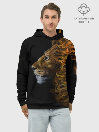 Худи мужской база хлопок / ПЛАМЕННЫЙ ЛЕВ