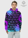 Худи мужской база хлопок / GENSHIN NEON PATTERN SYMBOL / НЕОН ЭМБЛЕМЫ