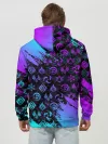 Худи мужской база хлопок / GENSHIN NEON PATTERN SYMBOL / НЕОН ЭМБЛЕМЫ