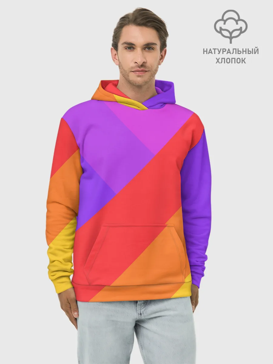 Худи мужской база хлопок / РАДУЖНАЯ ГЕОМЕТРИЯ / RAINBOW GEOMETRY