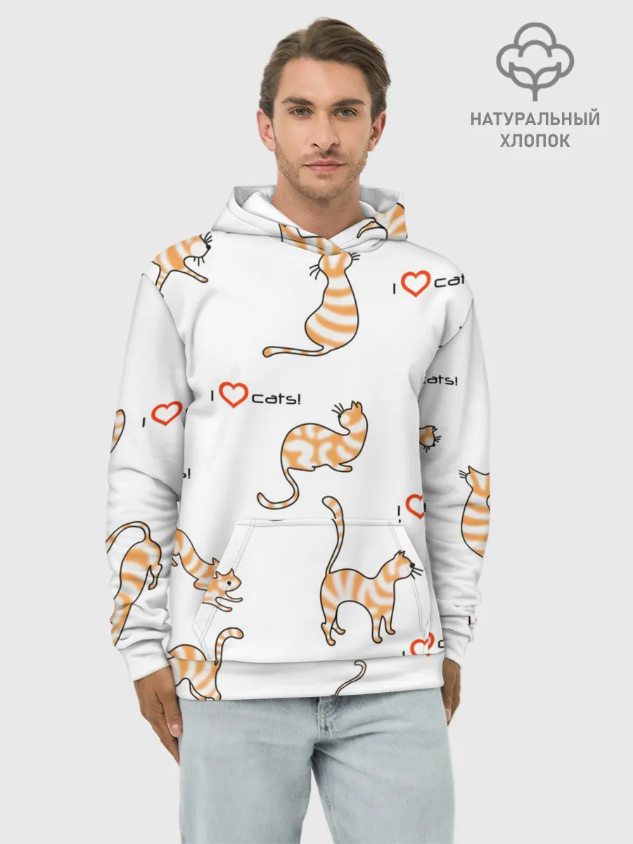 Худи мужской база хлопок / Кот - моя любовь