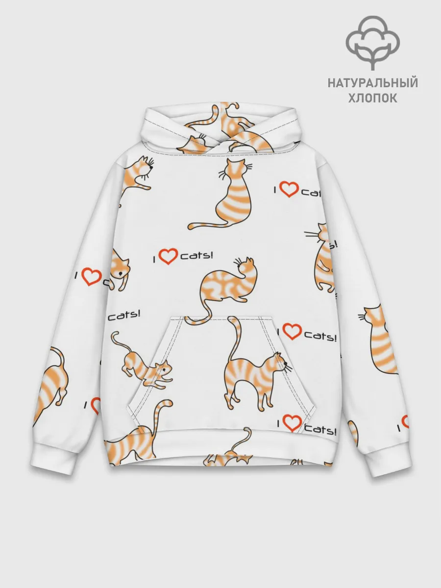 Худи мужской база хлопок / Кот - моя любовь