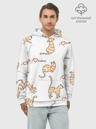 Худи мужской база хлопок / Кот - моя любовь