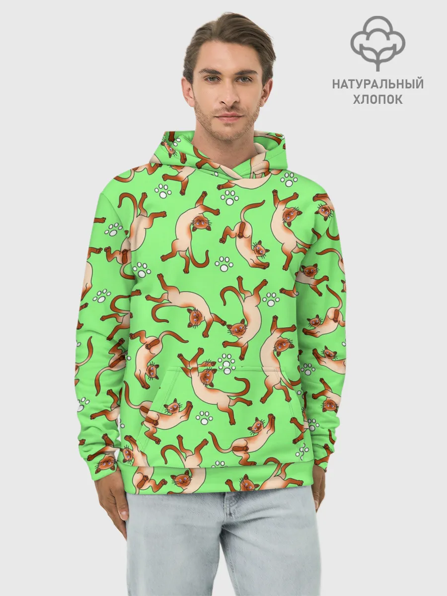 Худи мужской база хлопок / Сиамские коты