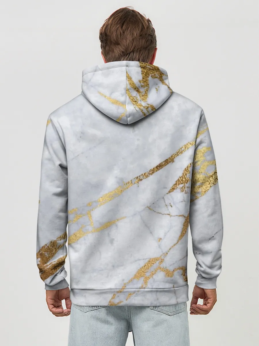 Худи мужской база хлопок / Золото на белом