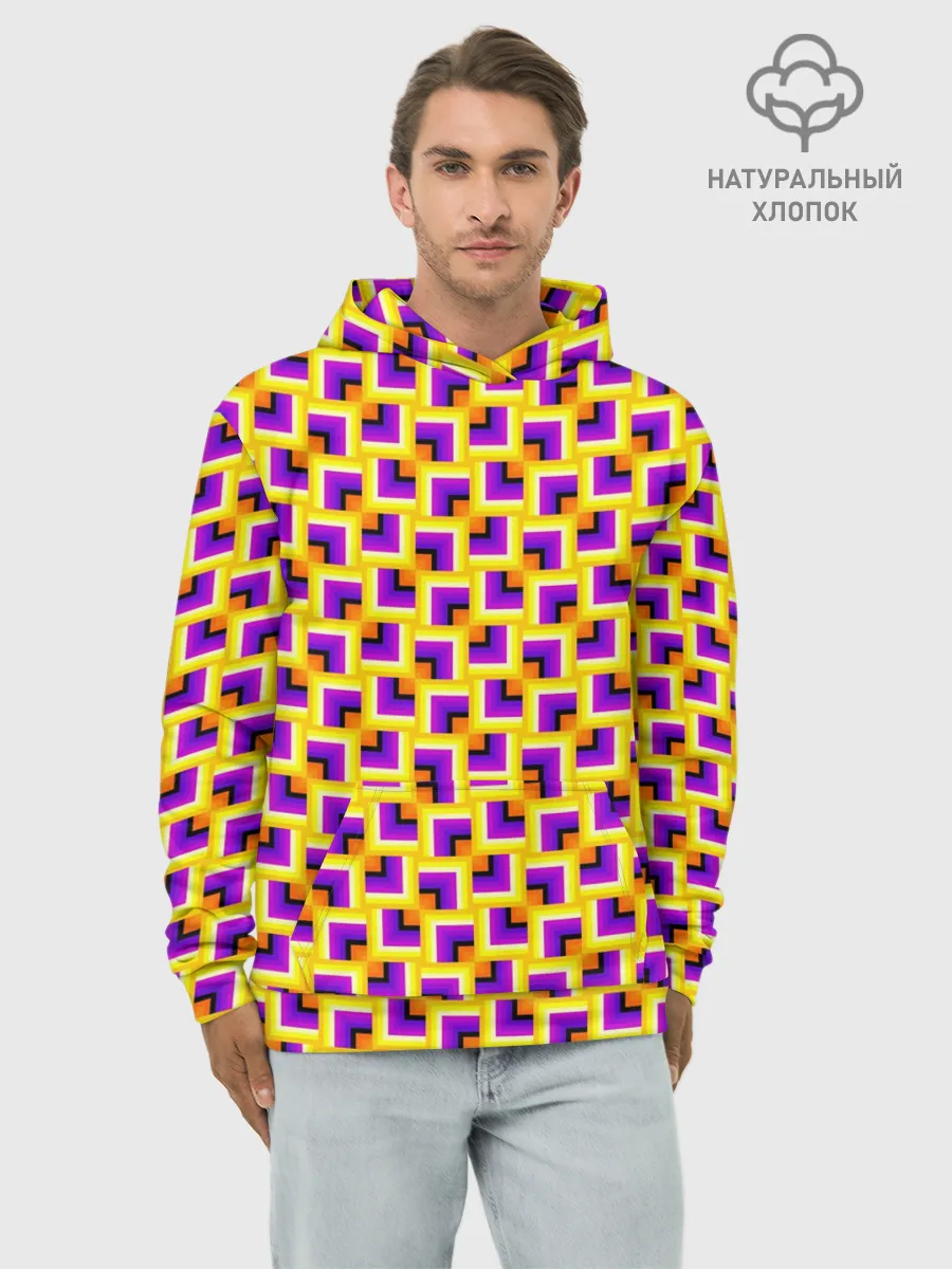 Худи мужской база хлопок / Фон с квадратами