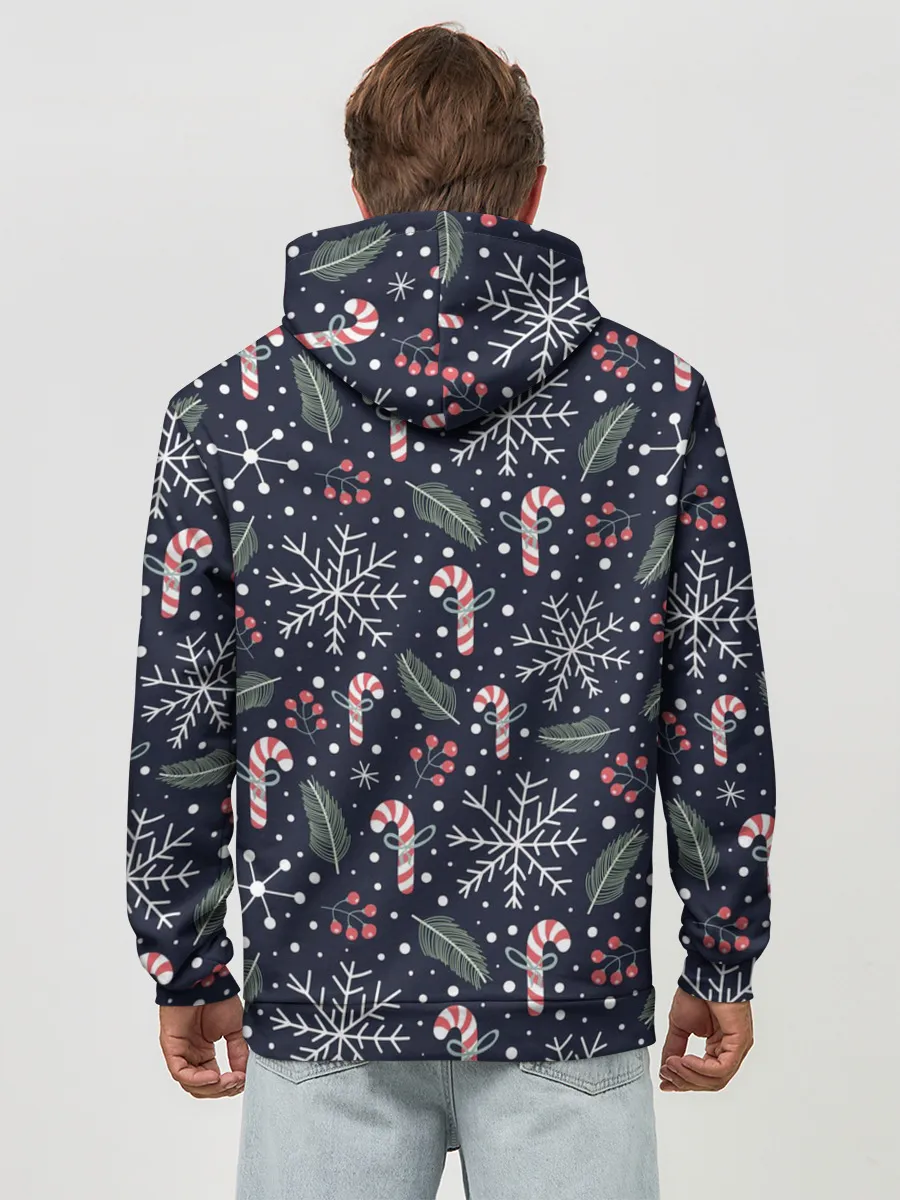 Худи мужской база хлопок / Паттерн с веточками