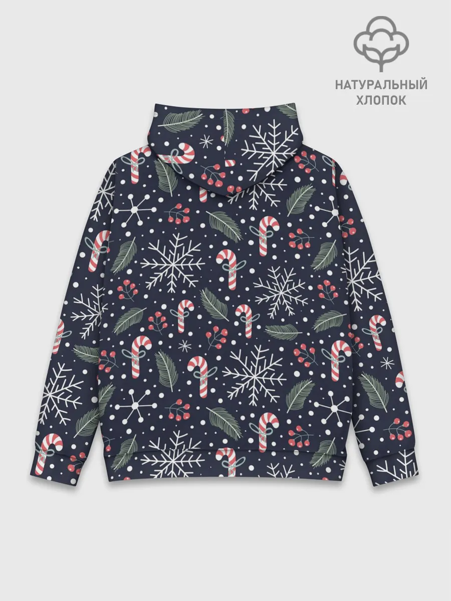 Худи мужской база хлопок / Паттерн с веточками