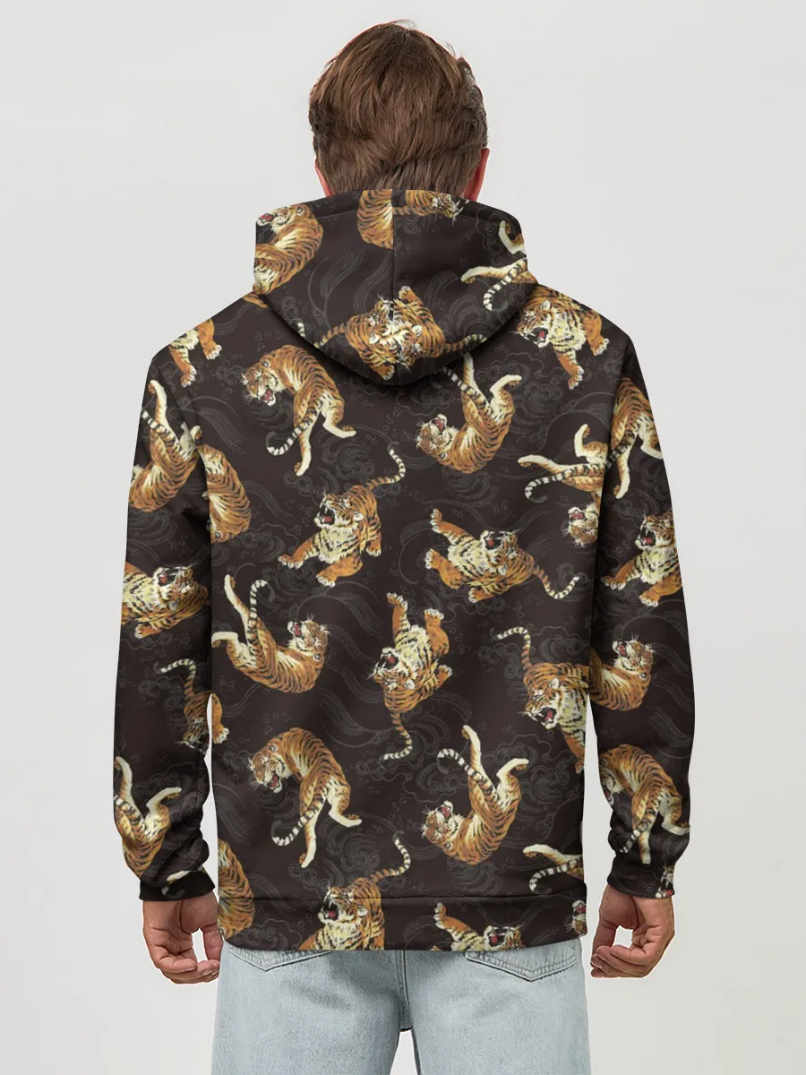 Худи мужской база хлопок / Паттерн Японский тигр