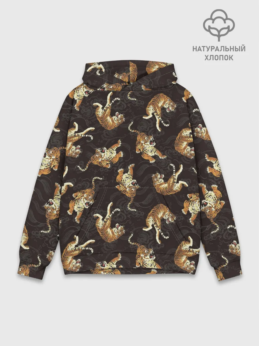 Худи мужской база хлопок / Паттерн Японский тигр