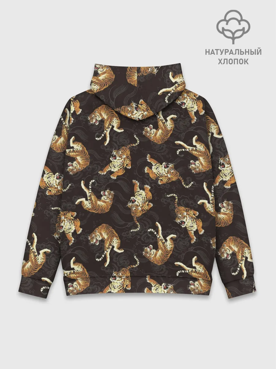 Худи мужской база хлопок / Паттерн Японский тигр