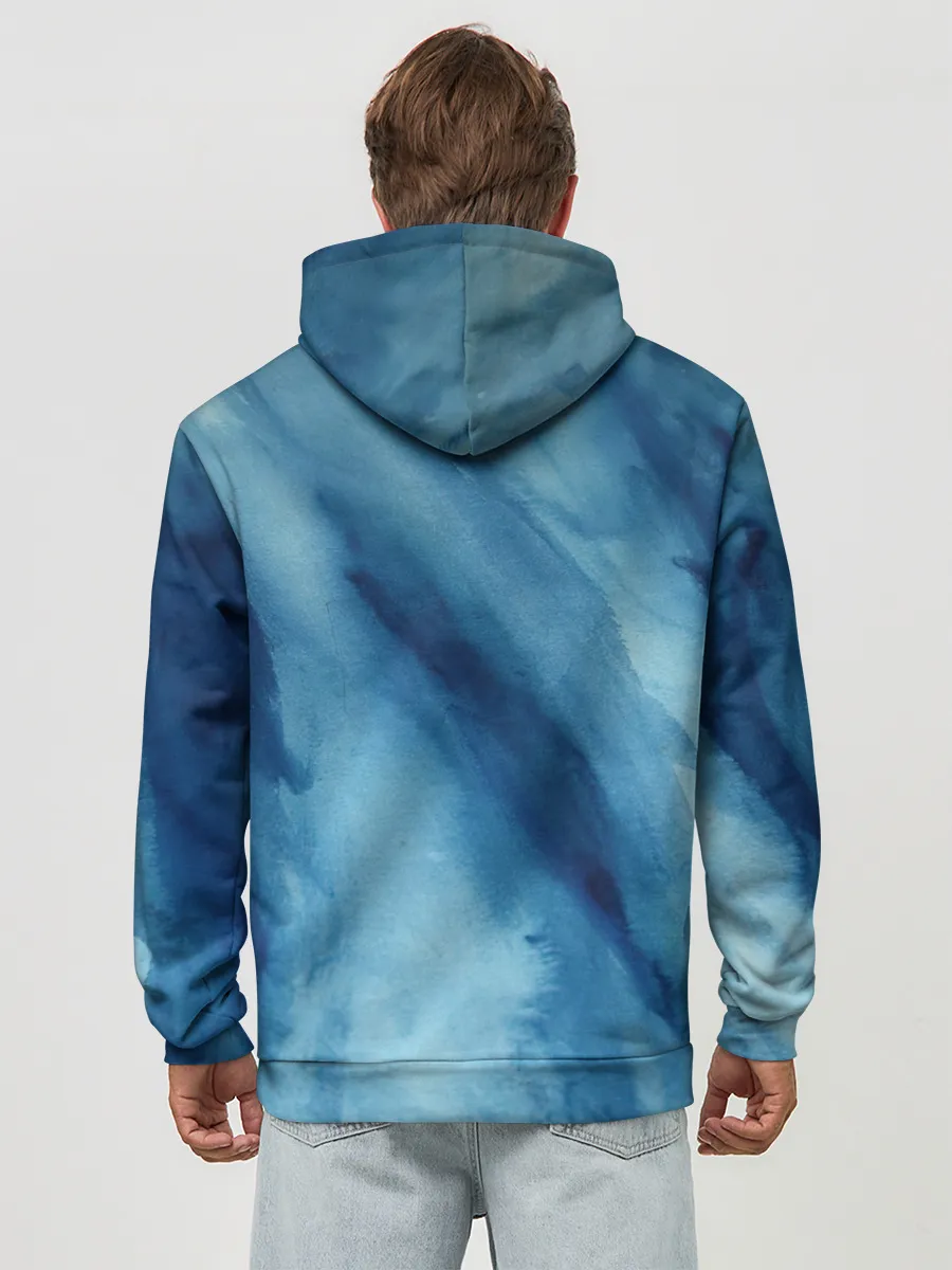 Худи мужской база хлопок / Голубой мрамор