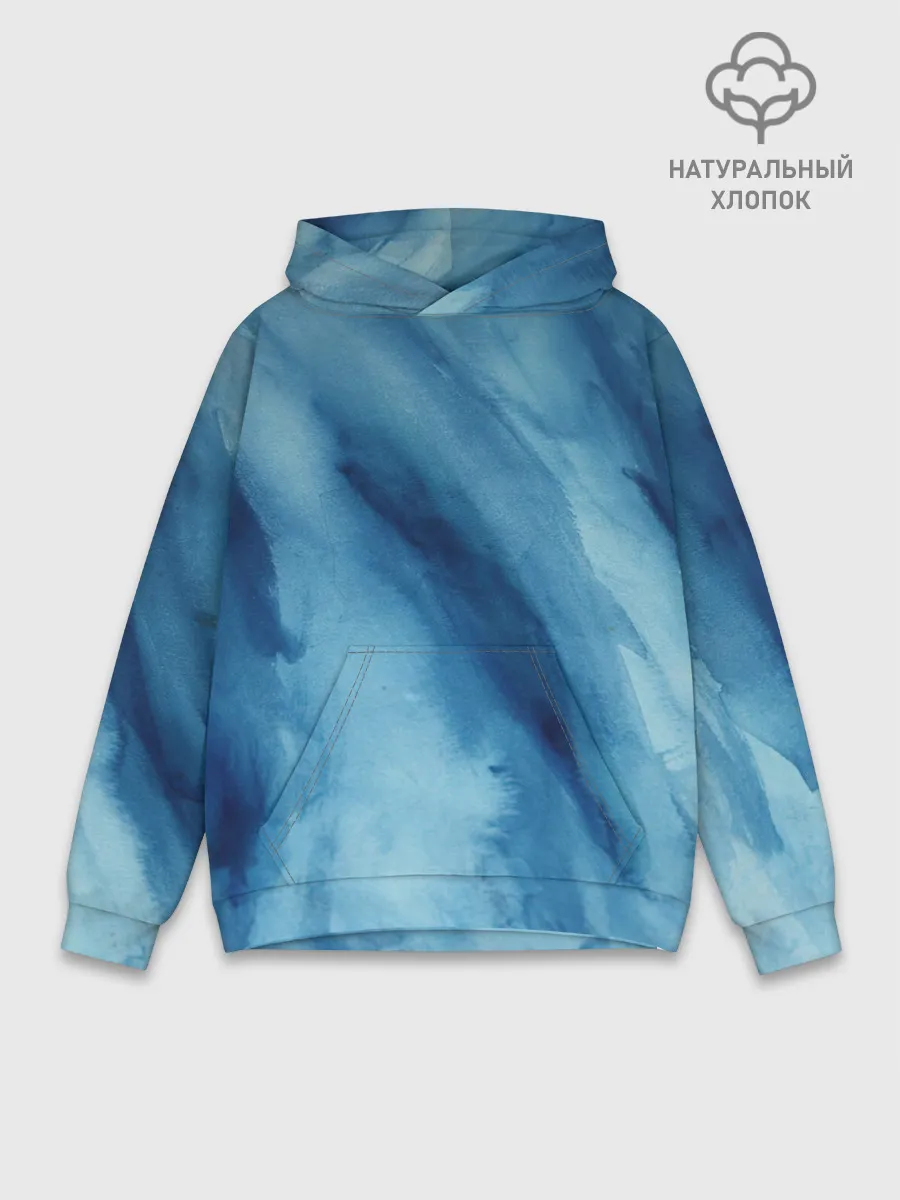 Худи мужской база хлопок / Голубой мрамор