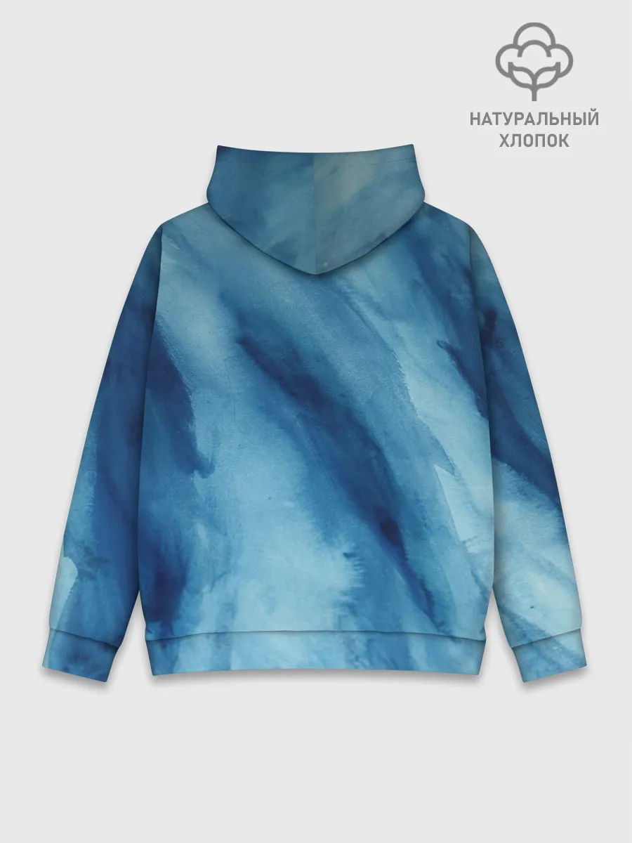Худи мужской база хлопок / Голубой мрамор