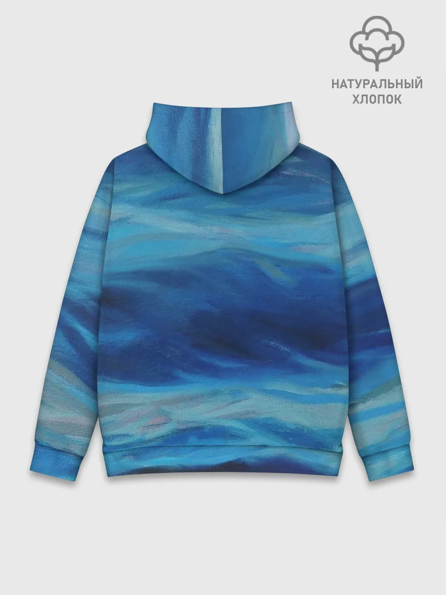 Худи мужской база хлопок / Акварельное море