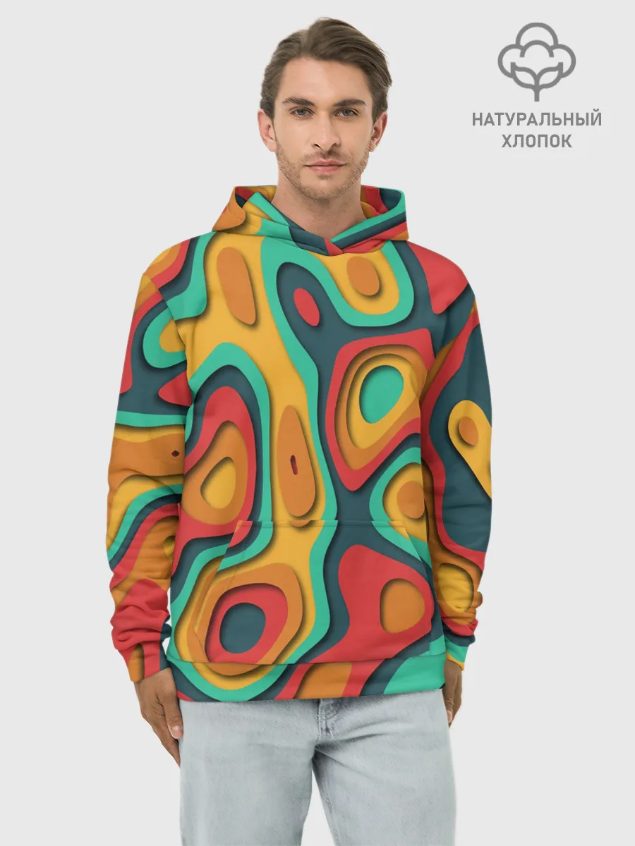 Худи мужской база хлопок / 3D узор Color