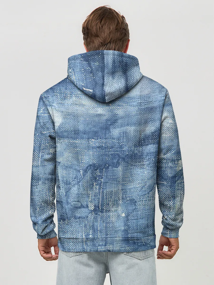 Худи мужской база хлопок / Джинсовые мазки