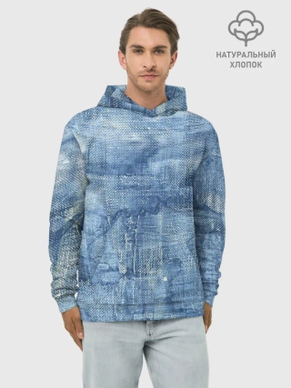 Худи мужской база хлопок / Джинсовые мазки
