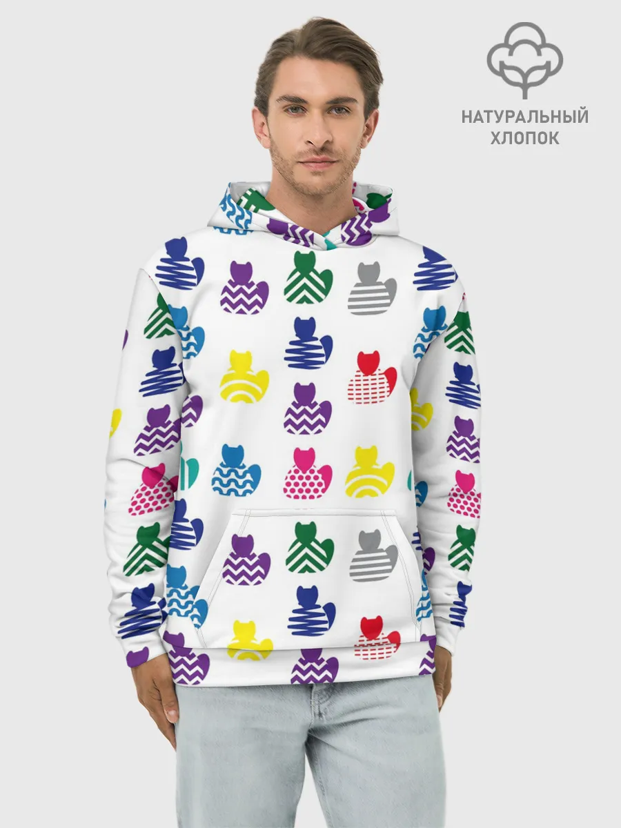 Худи мужской база хлопок / Узор из котов