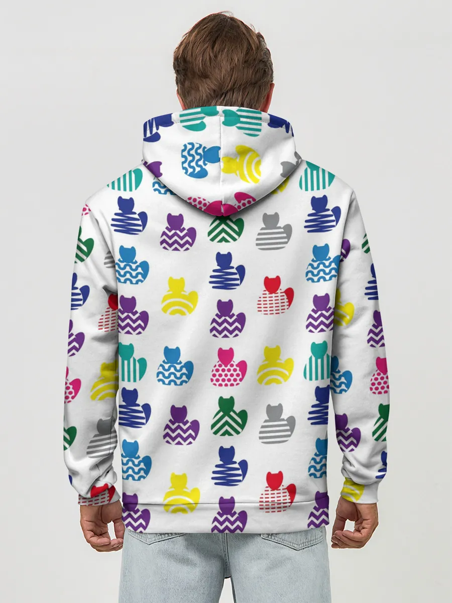 Худи мужской база хлопок / Узор из котов