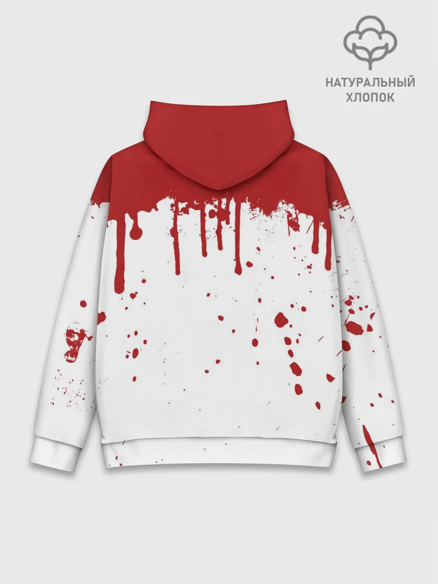 Худи мужской база хлопок / ИГРА В КАЛЬМАРА ПЕРСОНАЖ 067 КРОВЬ