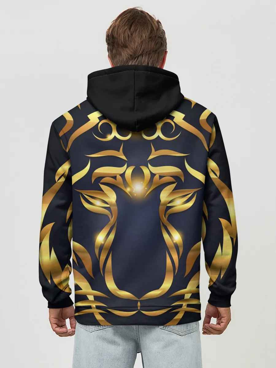 Худи мужской база хлопок / Золотой символ года Тигр