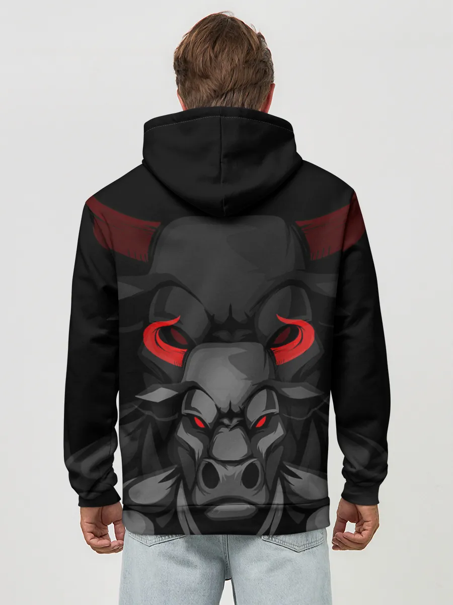 Худи мужской база хлопок / CHICAGO BULLS ЯРОСТНЫЙ БЫК