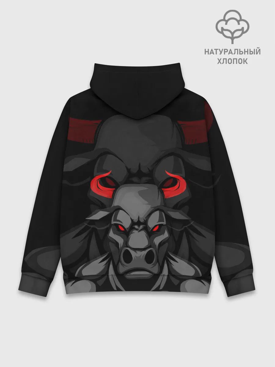 Худи мужской база хлопок / CHICAGO BULLS ЯРОСТНЫЙ БЫК