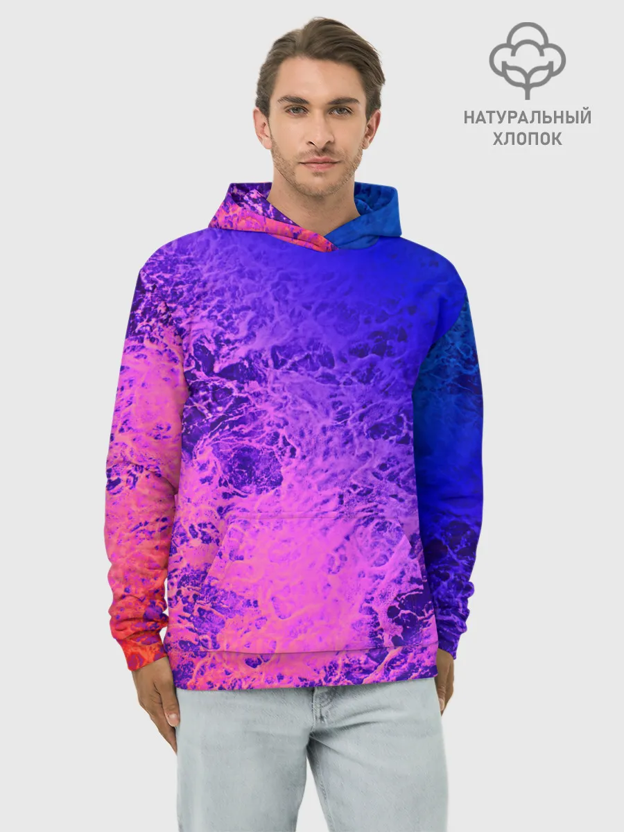 Худи мужской база хлопок / Абстрактный пурпурно-синий