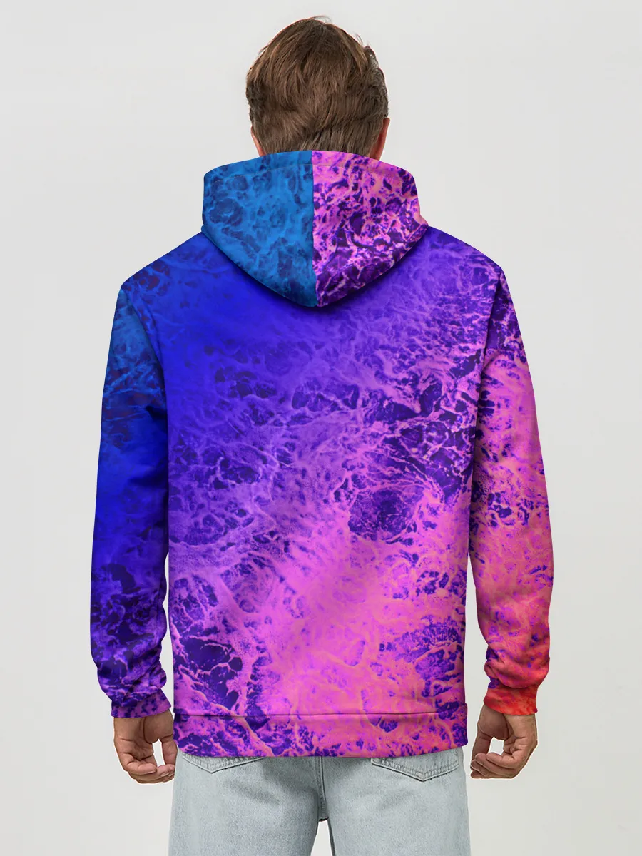 Худи мужской база хлопок / Абстрактный пурпурно-синий