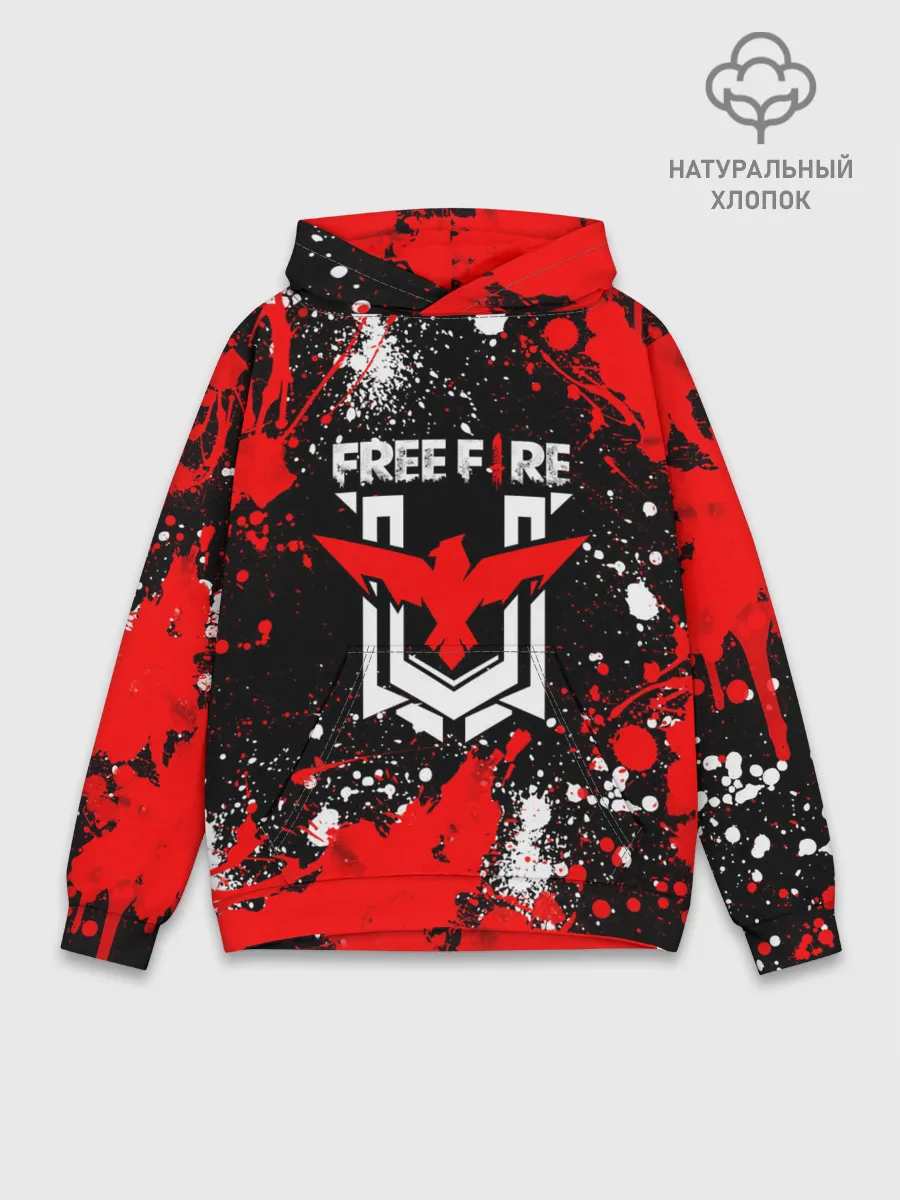 Худи мужской база хлопок / Free Fire: Брызги и капли красок.