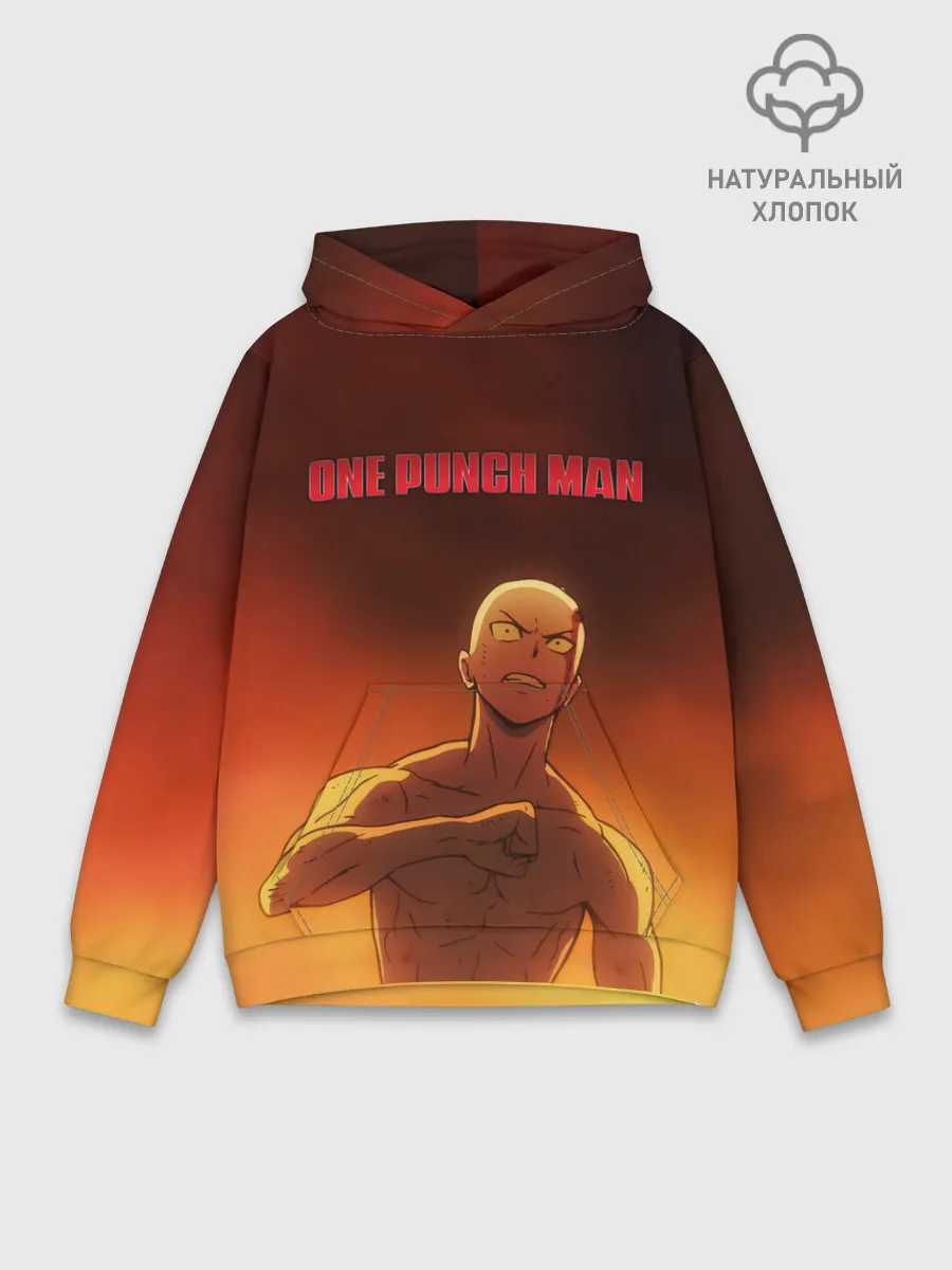 Худи мужской база хлопок / Сайтама в огне One Punch-Man