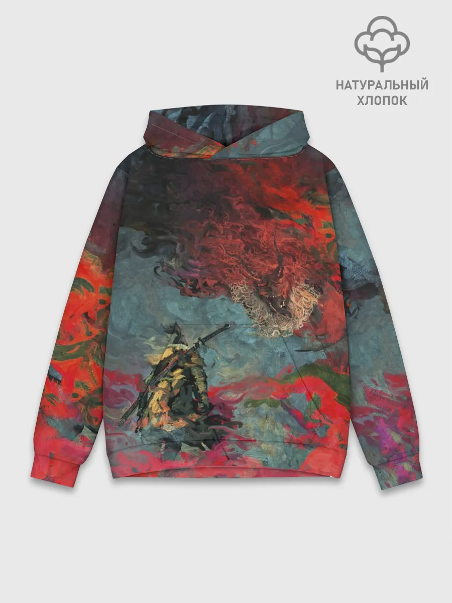 Худи мужской база хлопок / Sekiro Самурай против дракона