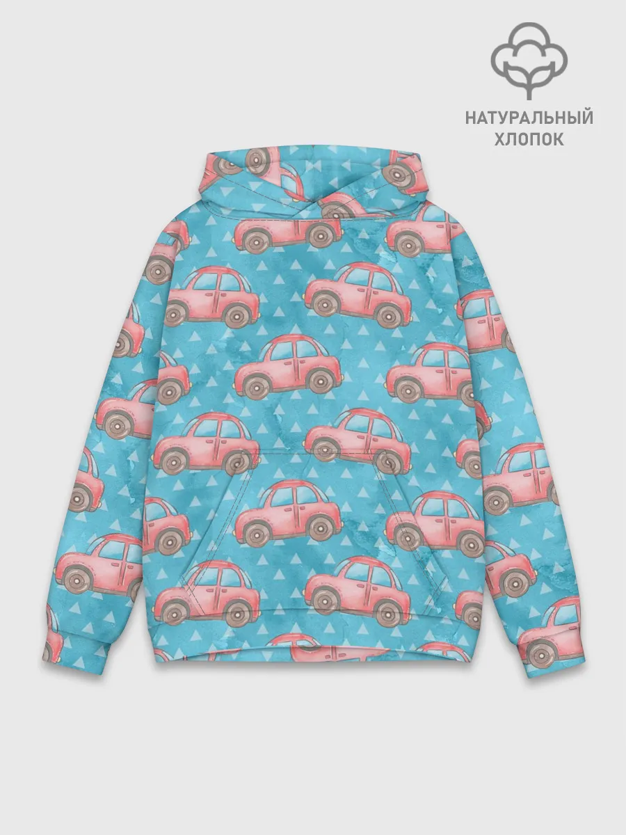 Худи мужской база хлопок / Машинки детский рисунок