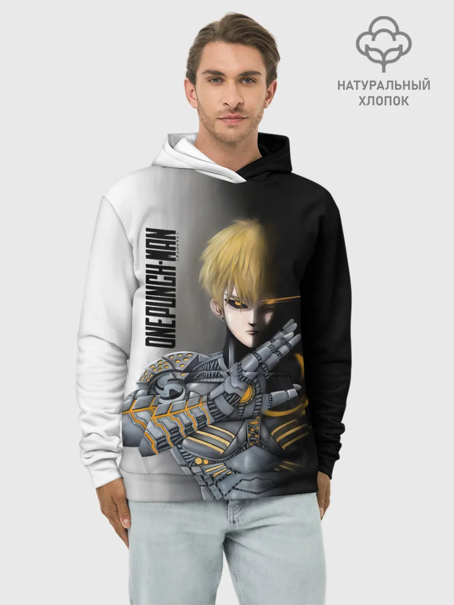 Худи мужской база хлопок / Металлическое тело Геноса One Punch-Man