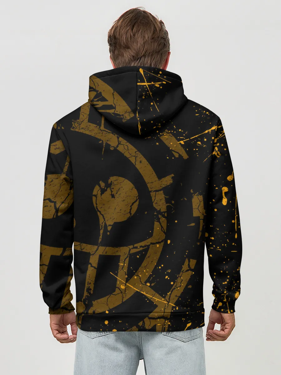 Худи мужской база хлопок / ВАН ПИС ПИРАТЫ ЖЁЛТЫЙ ЛОГО