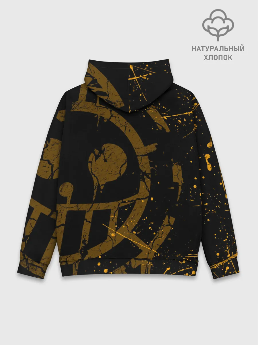 Худи мужской база хлопок / ВАН ПИС ПИРАТЫ ЖЁЛТЫЙ ЛОГО