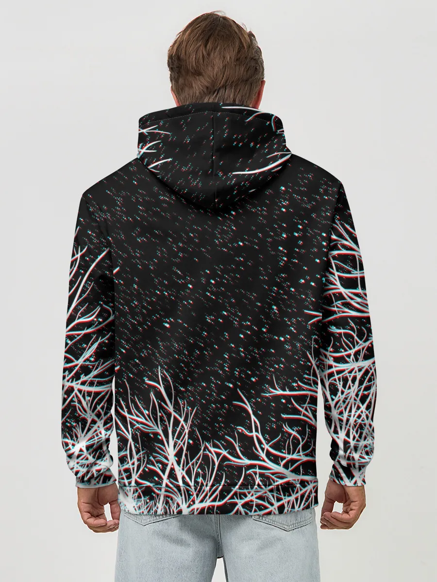 Худи мужской база хлопок / СИРЕНОГОЛОВЫЙ ГЛИТЧ ЛЕС, КОСМОС