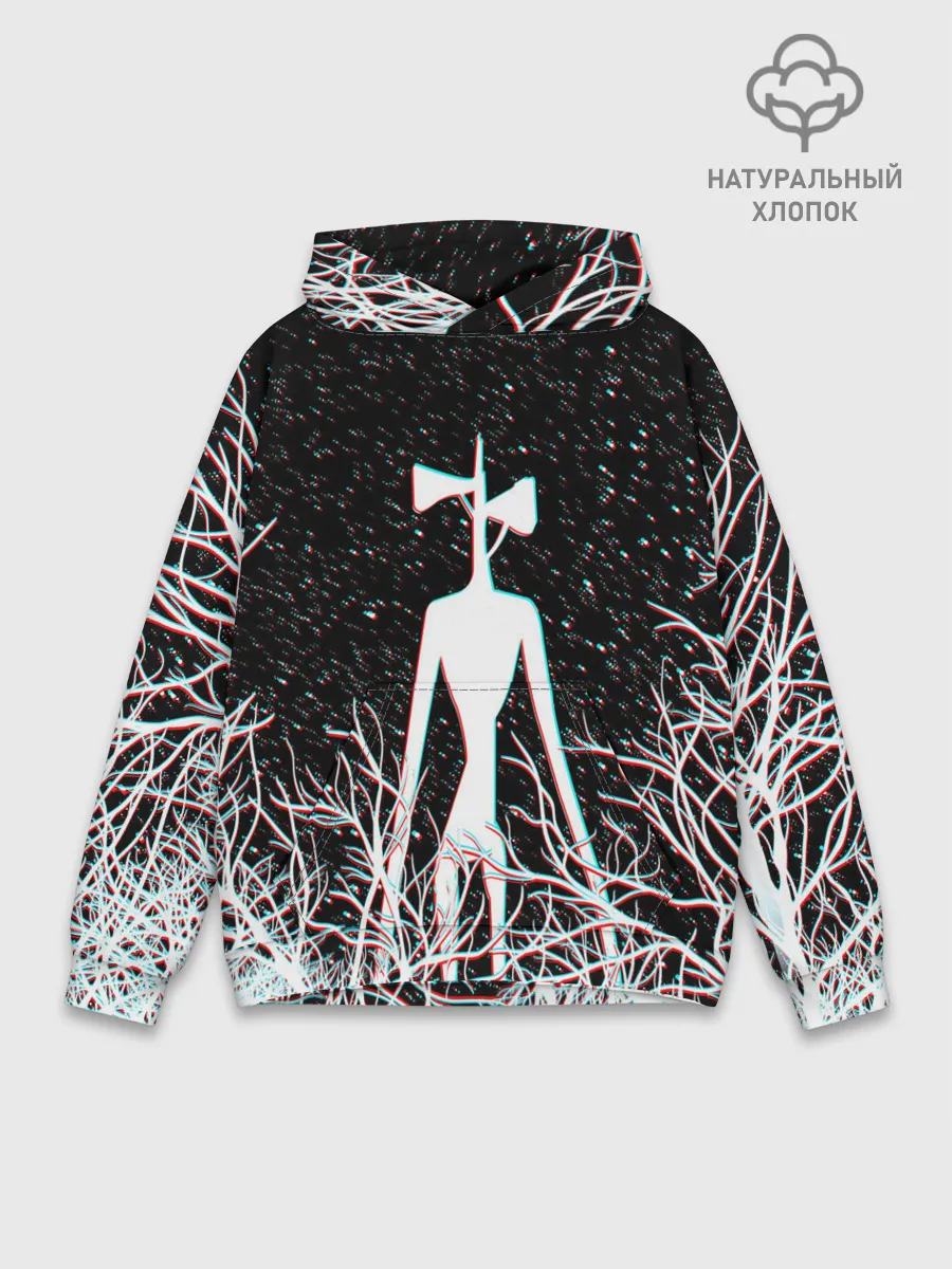 Худи мужской база хлопок / СИРЕНОГОЛОВЫЙ ГЛИТЧ ЛЕС, КОСМОС