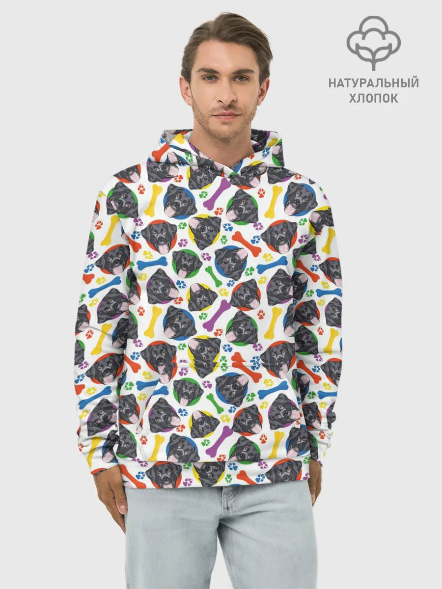 Худи мужской база хлопок / Чёрный Лабрадор