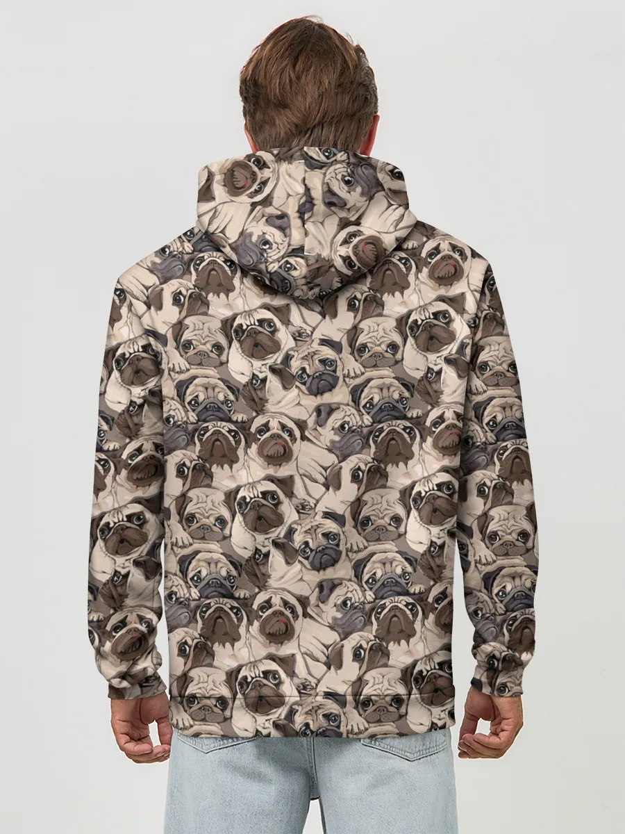 Худи мужской база хлопок / Мопсы