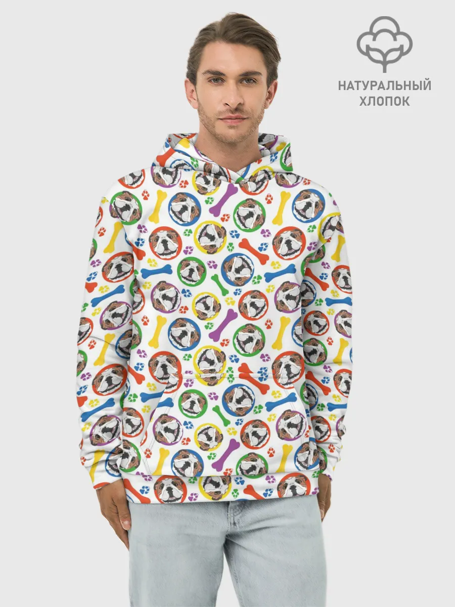 Худи мужской база хлопок / Английский Бульдог