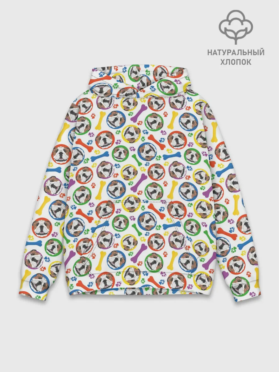 Худи мужской база хлопок / Английский Бульдог