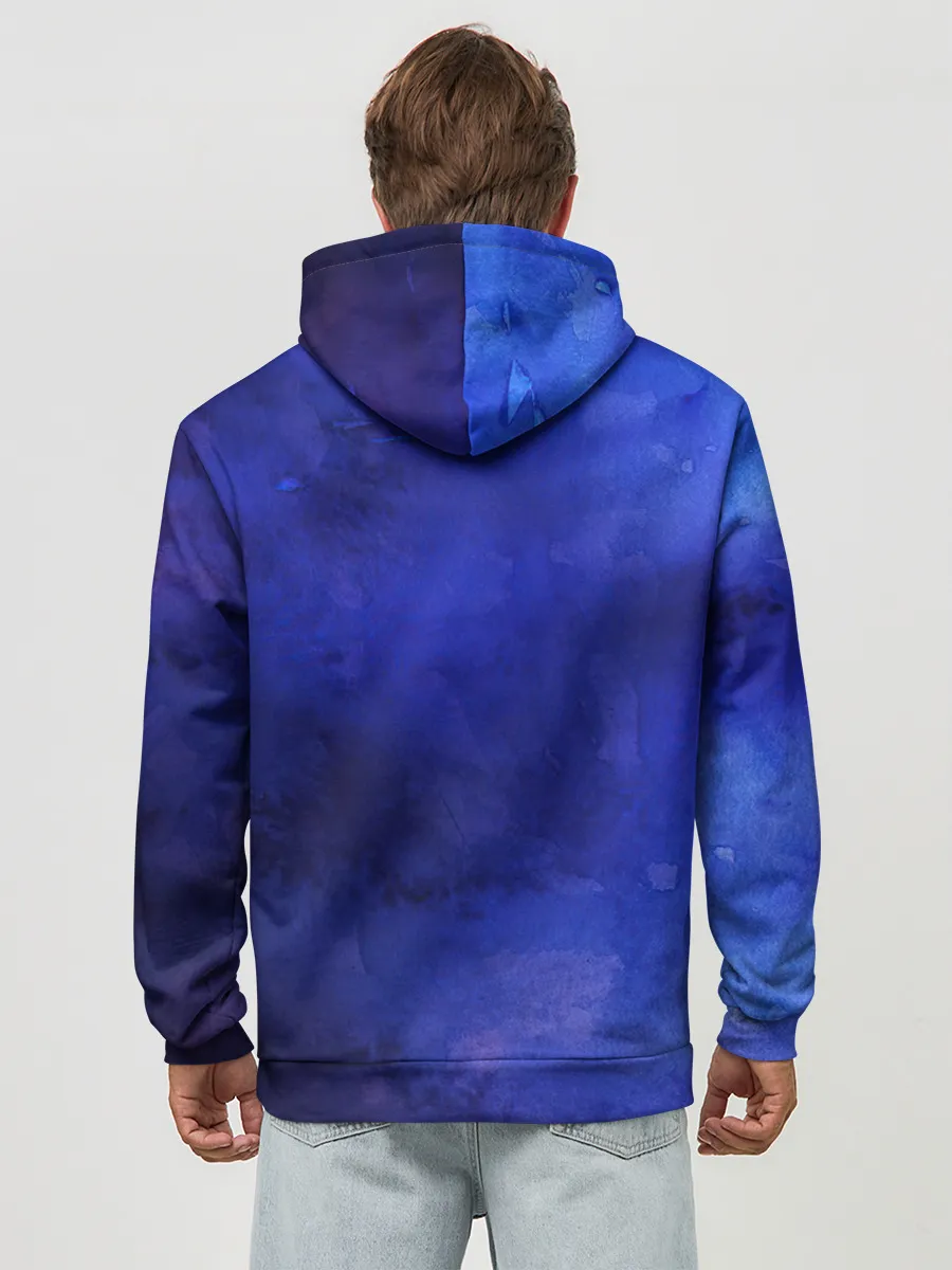 Худи мужской база хлопок / Синее размытие