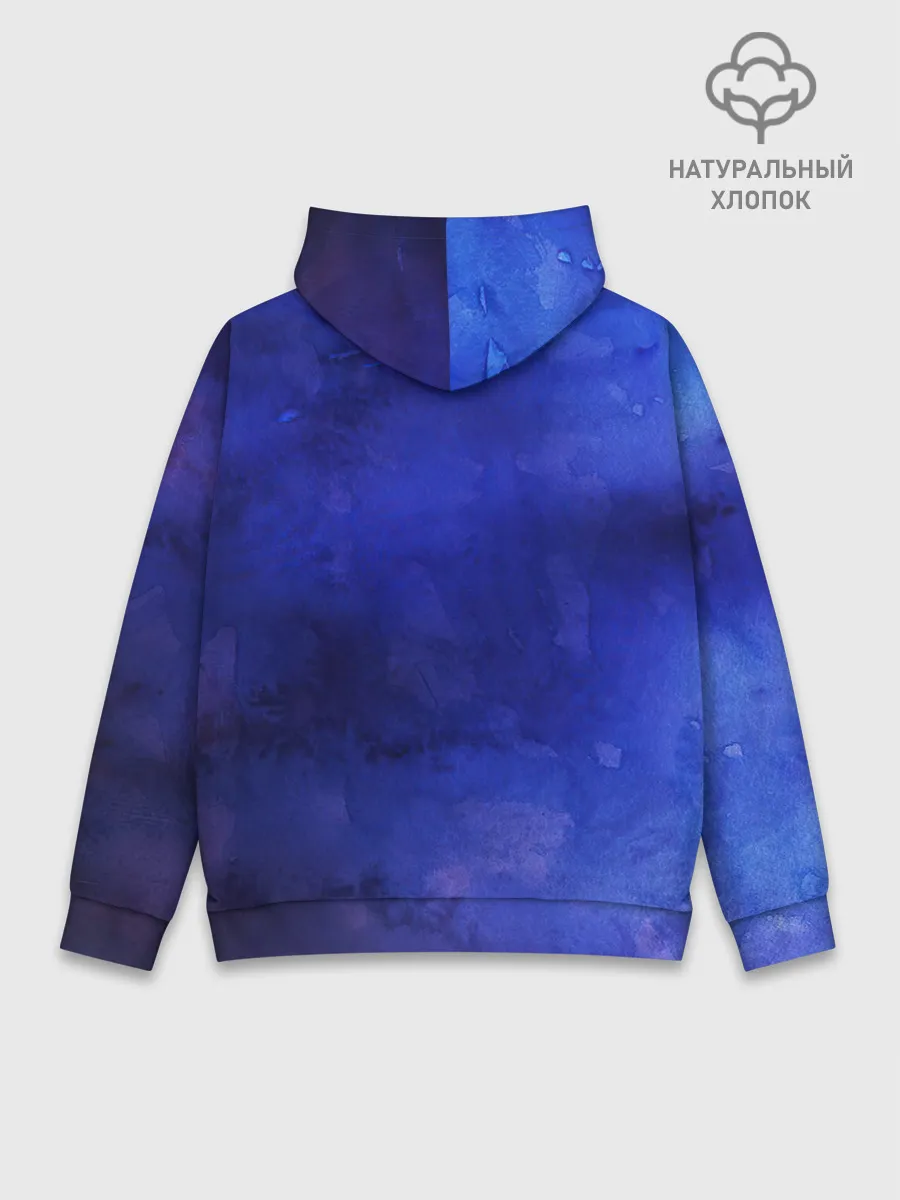 Худи мужской база хлопок / Синее размытие