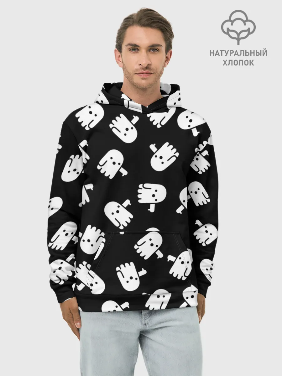 Худи мужской база хлопок / ПРИВИДЕНИЯ УЗОР / HALLOWEEN