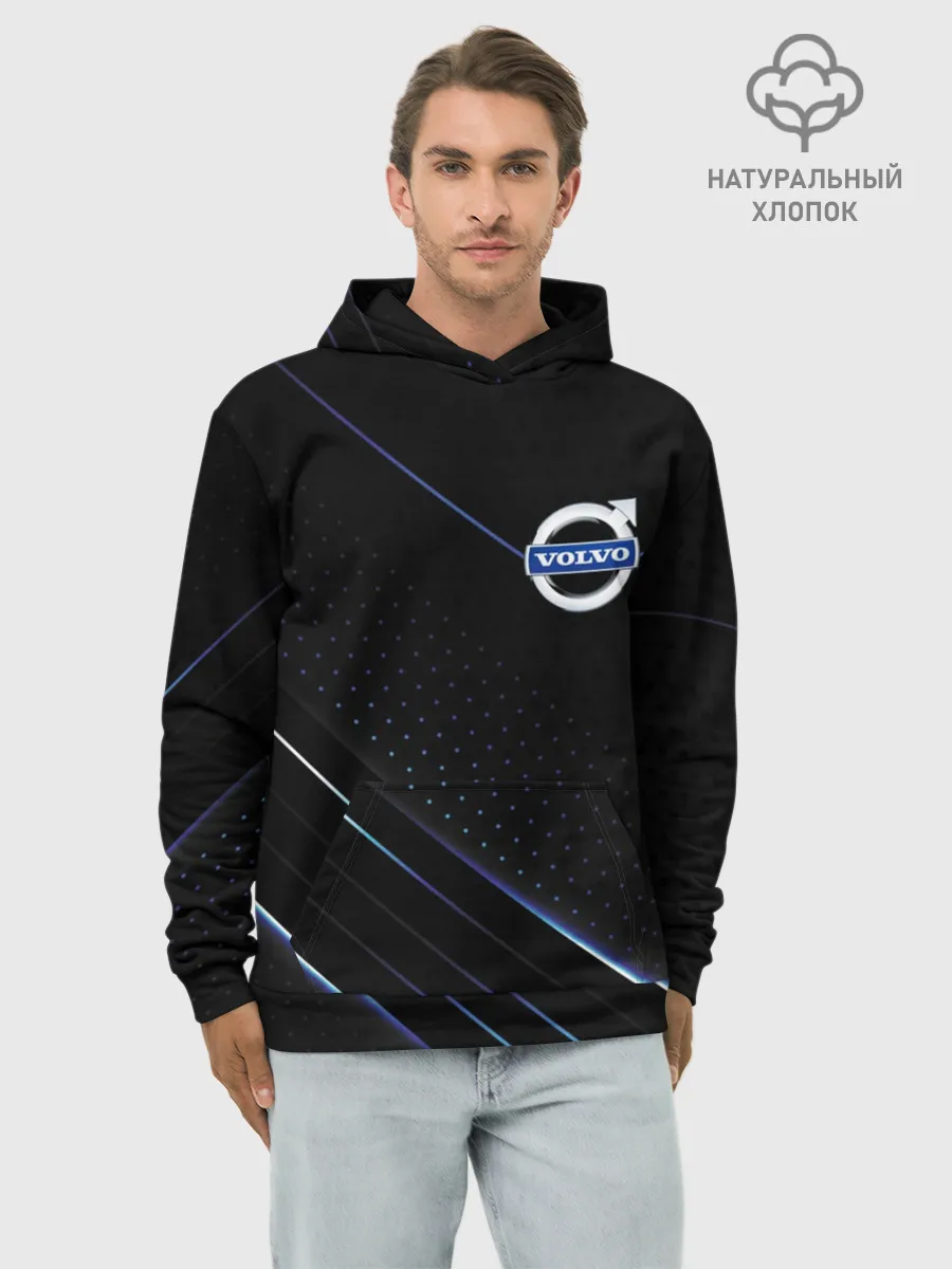 Худи мужской база хлопок / Volvo, полоски