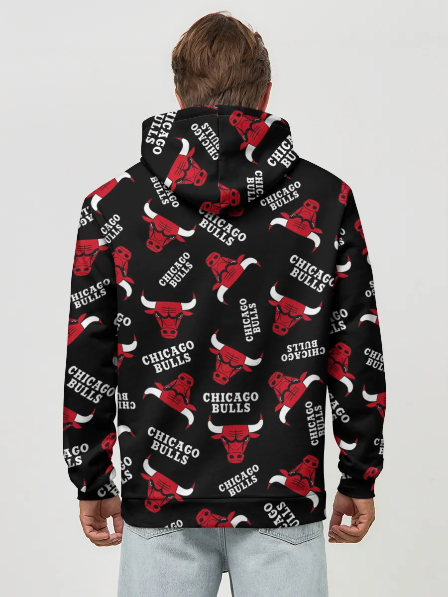 Худи мужской база хлопок / CHICAGO BULLS БЫКИ УЗОР